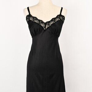 Vintage 50s/60s Black BEAU TRIX Nylon Nightgown Slip Dress - 42